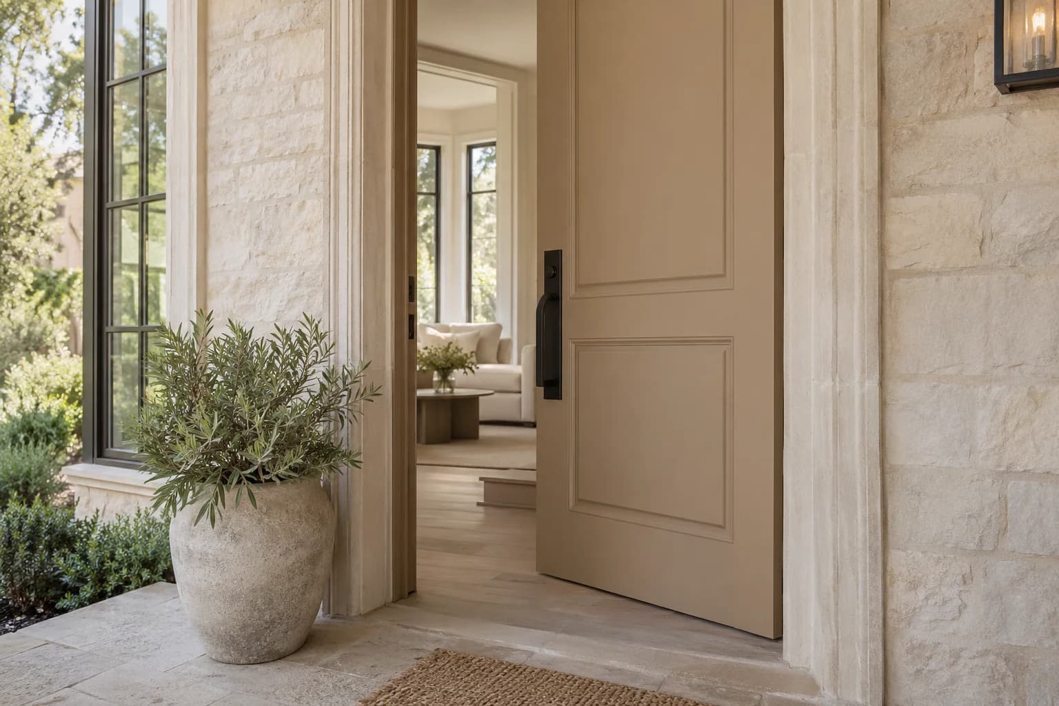 Front door featuring Baked Potato paint