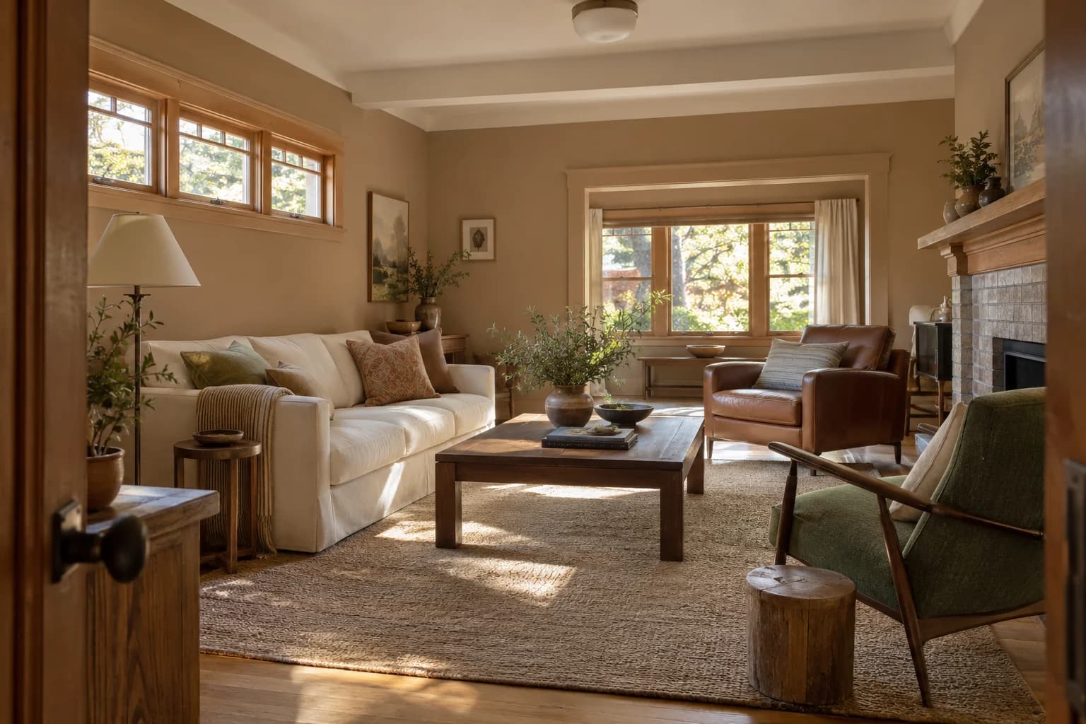 Baked Potato walls in a craftsman living room
