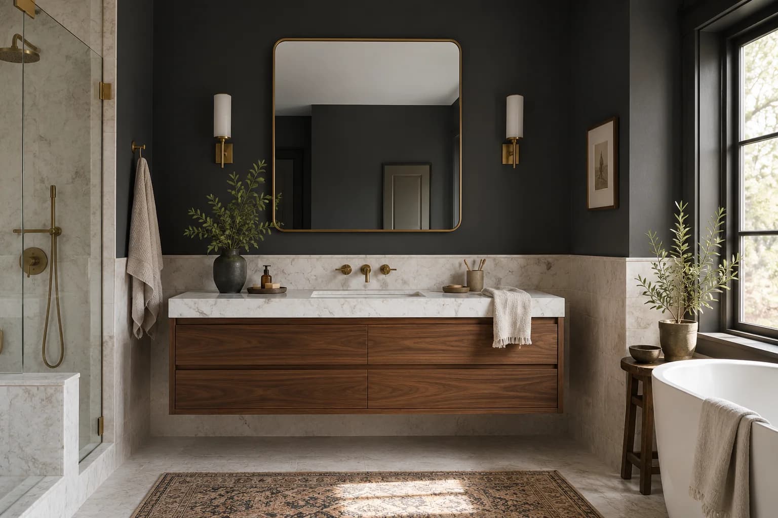 Bathroom featuring Black paint