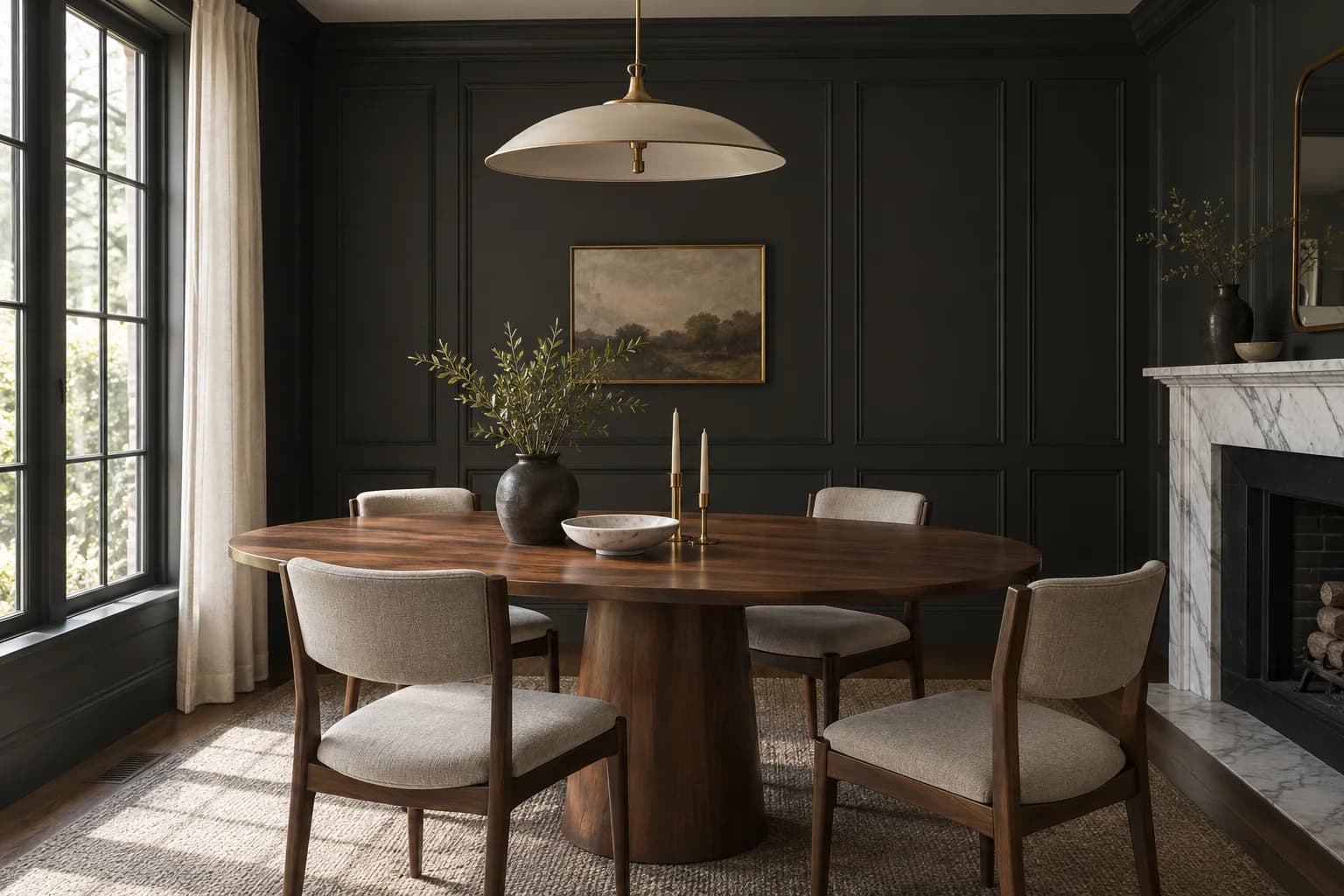 Dining room featuring Black paint