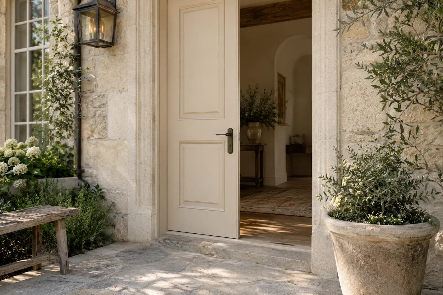 Front door featuring Bone paint