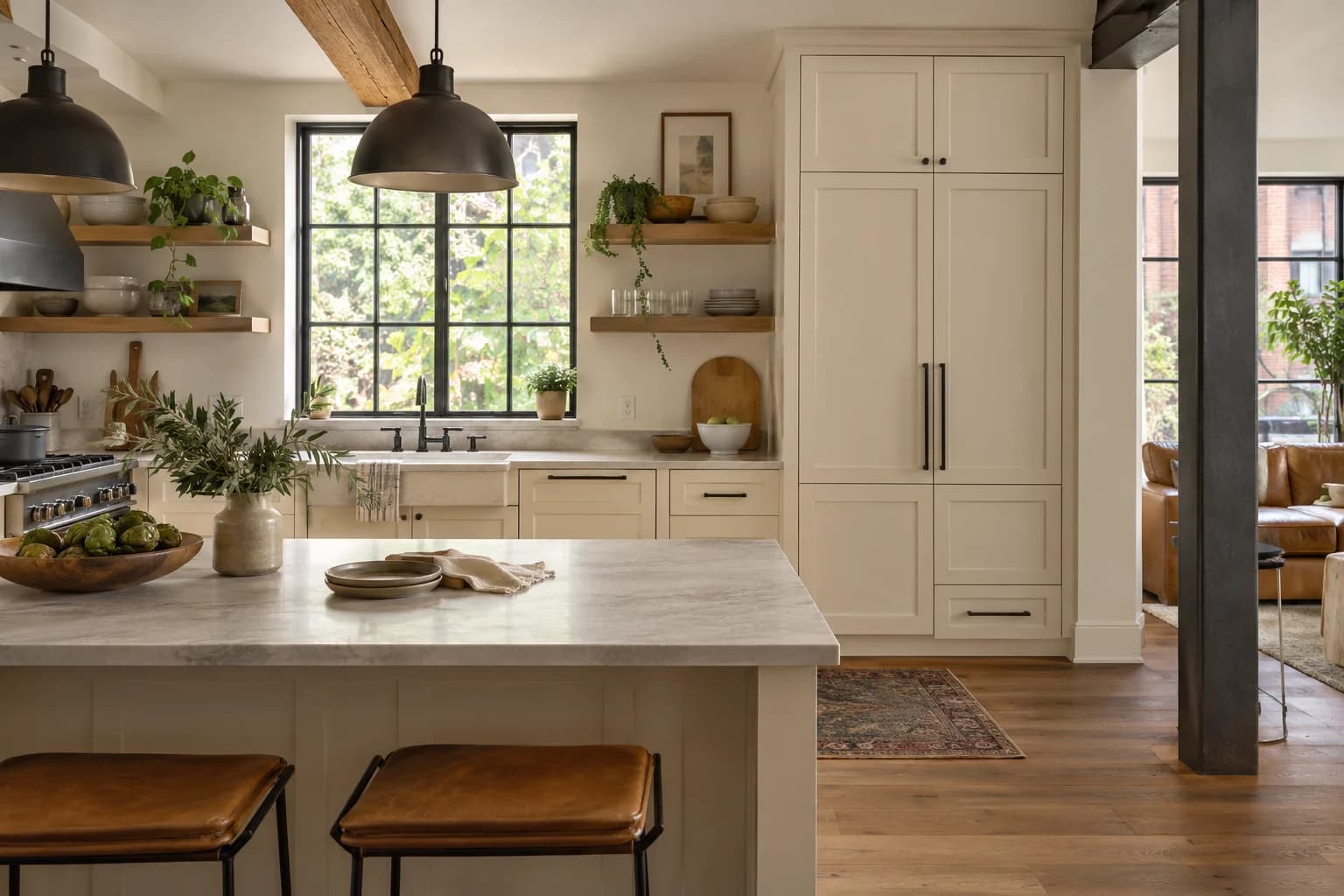Kitchen cabinets featuring Bone paint