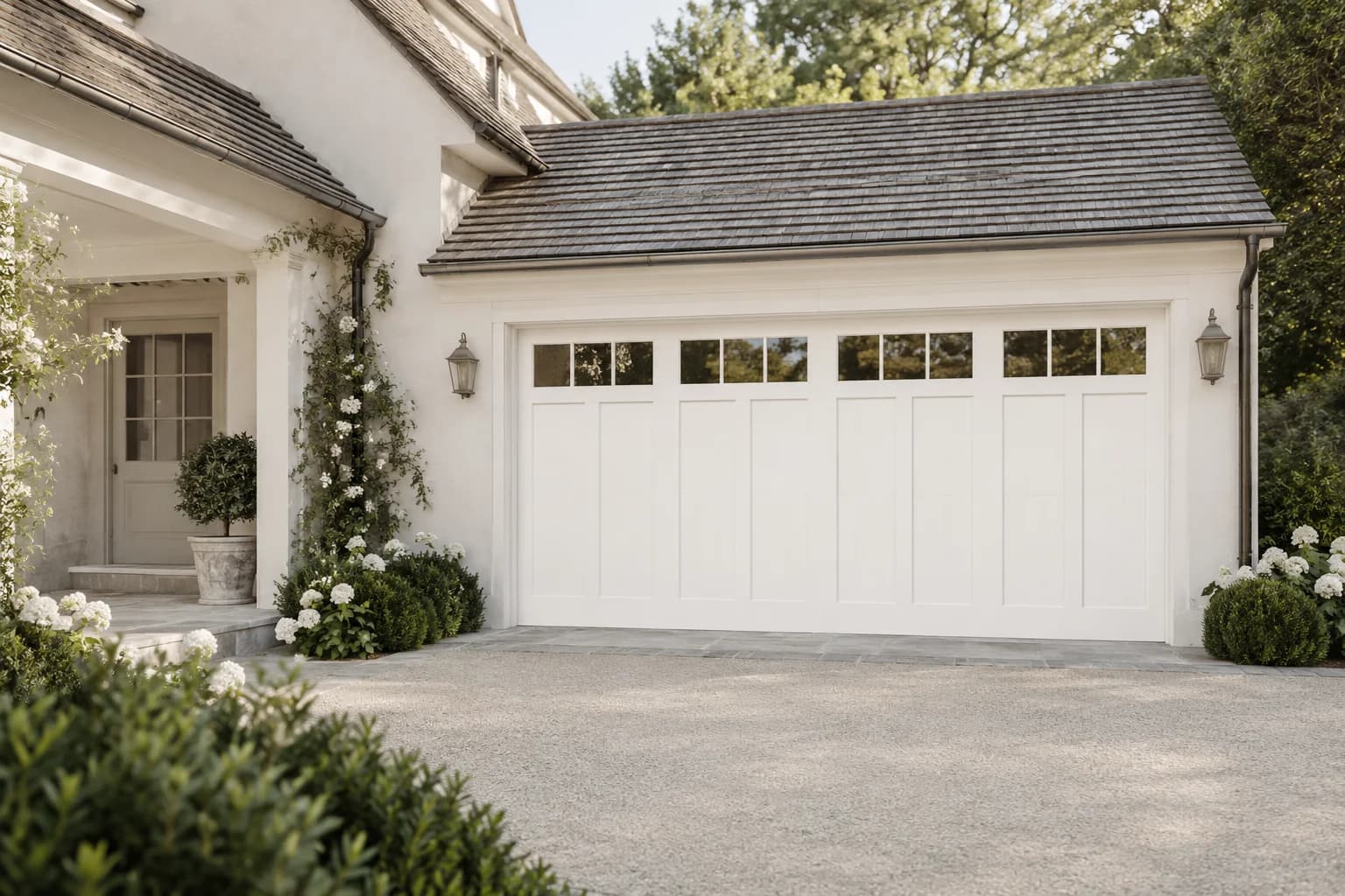 Garage door featuring Cool December paint
