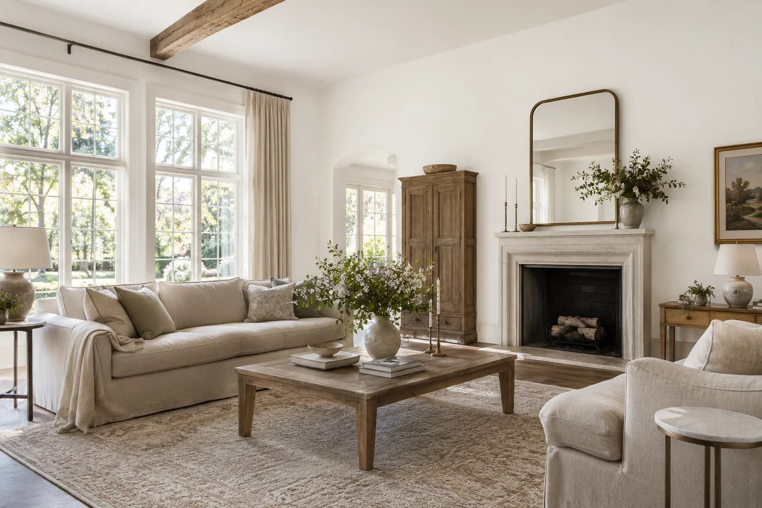 Cool December walls in a coastal contemporary living room