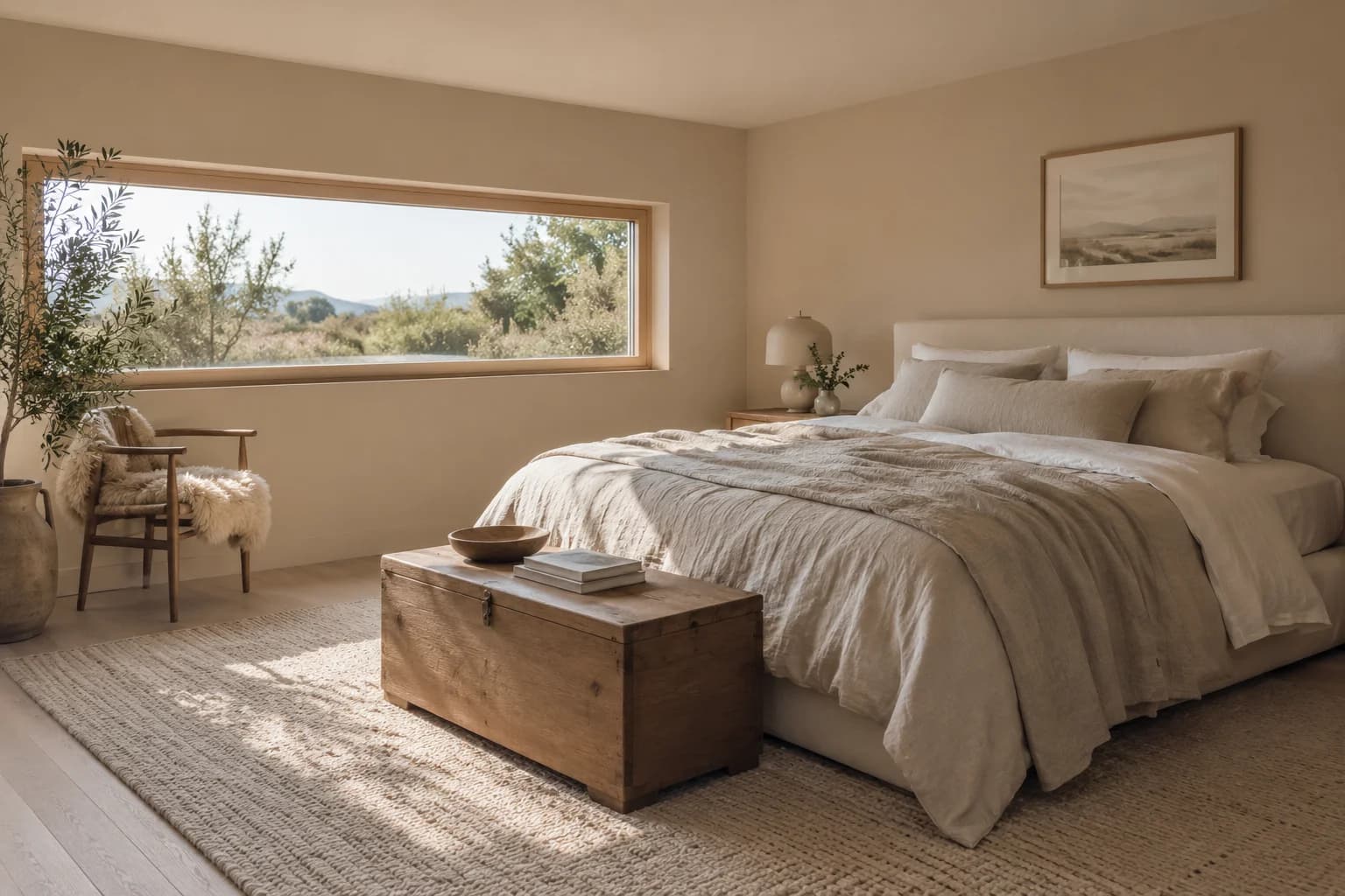 Bedroom featuring Desert Suede paint