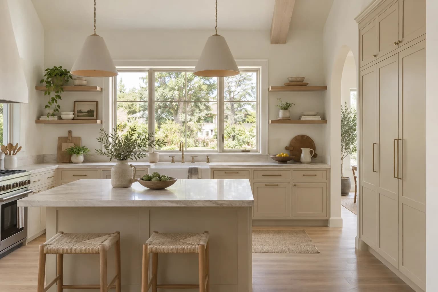 Kitchen cabinets featuring Desert Suede paint