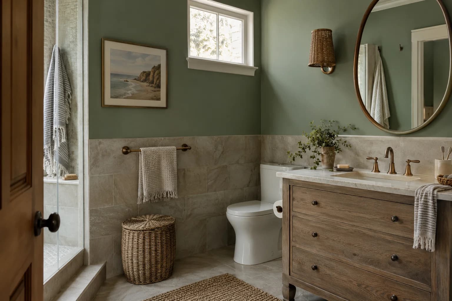 Bathroom featuring Green Scene paint