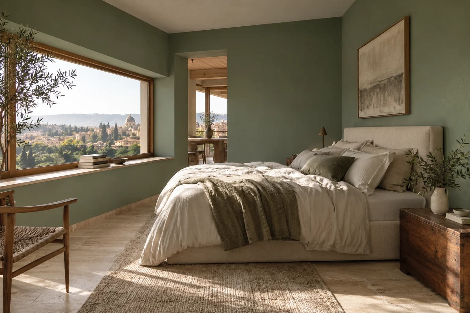 Bedroom featuring Green Scene paint