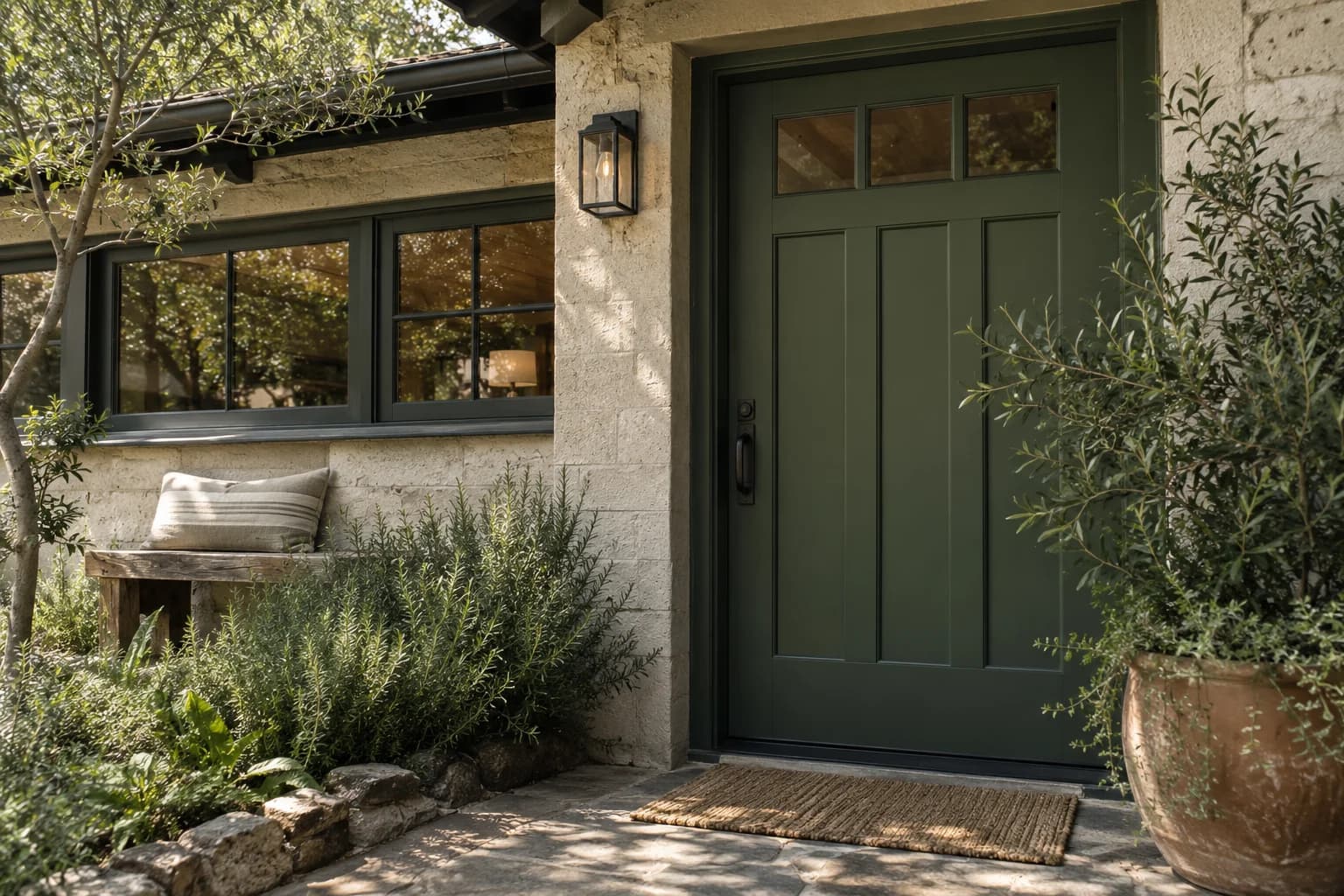 Front door featuring Green Scene paint