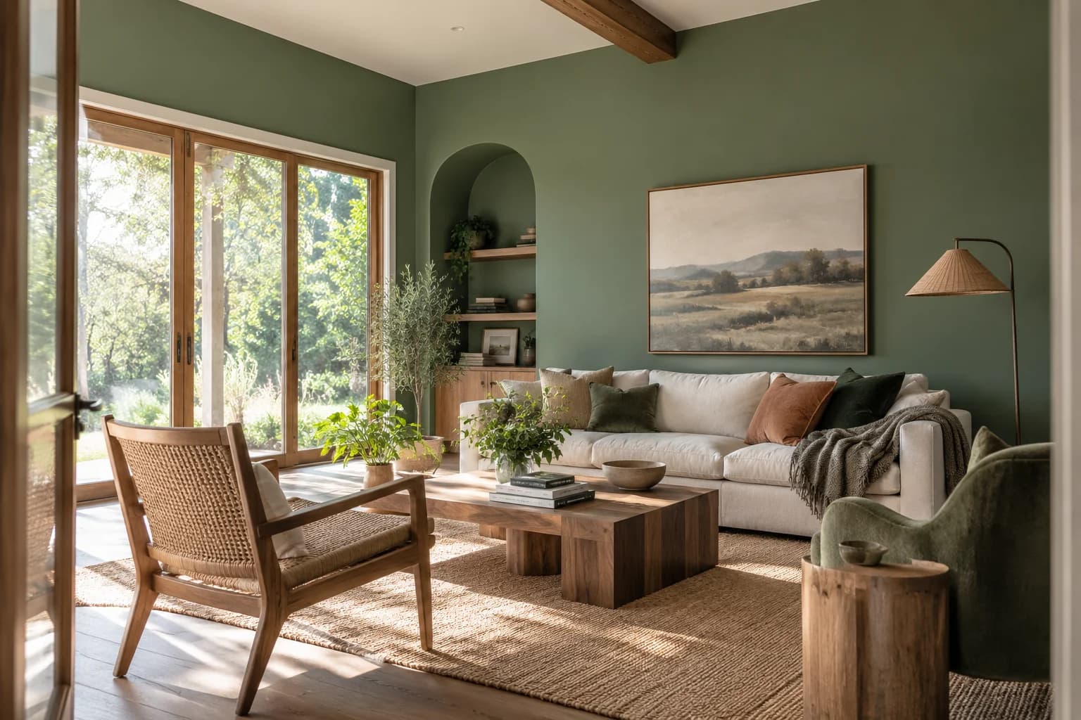Green Scene walls in a garden-inspired living room