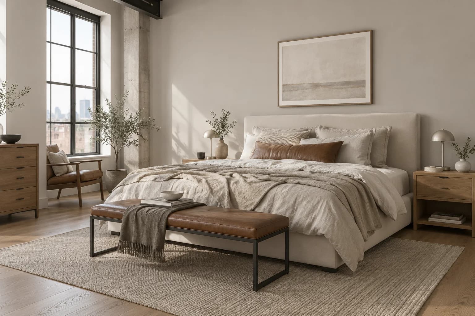 Bedroom featuring Miner's Dust paint