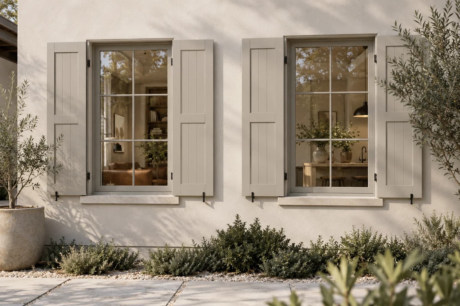 Shutters & trim featuring Miner's Dust paint