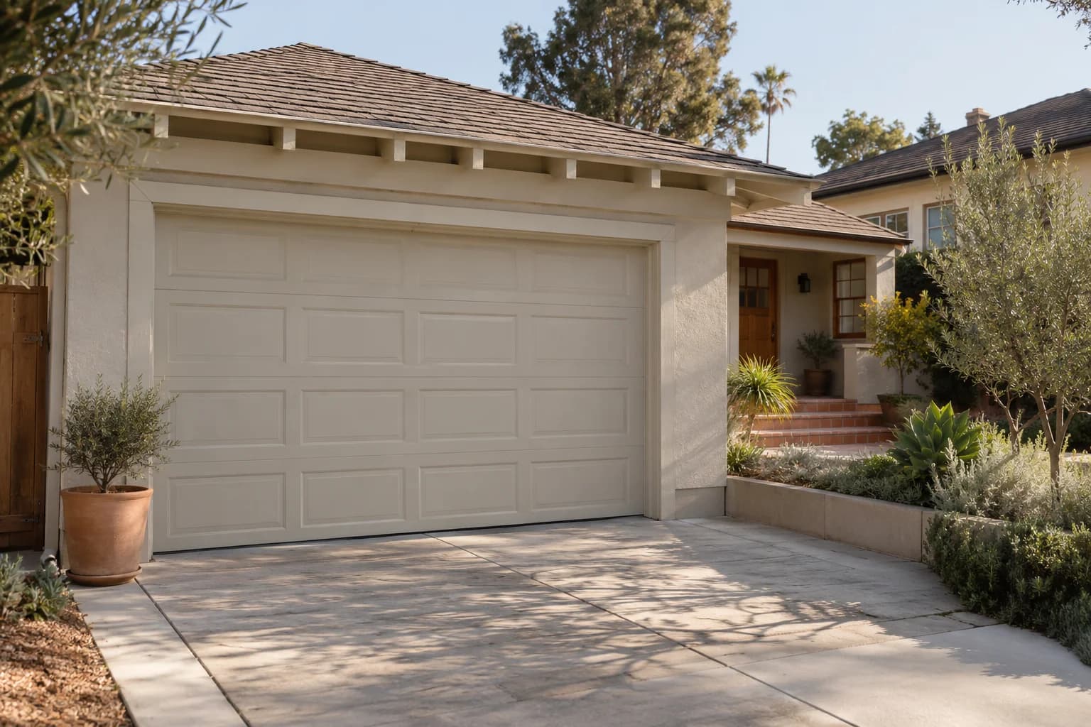 Garage door featuring Muslin paint