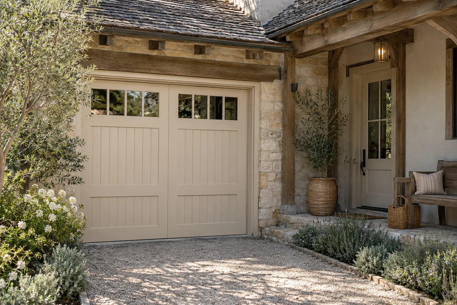 Garage door featuring Sandcastle paint