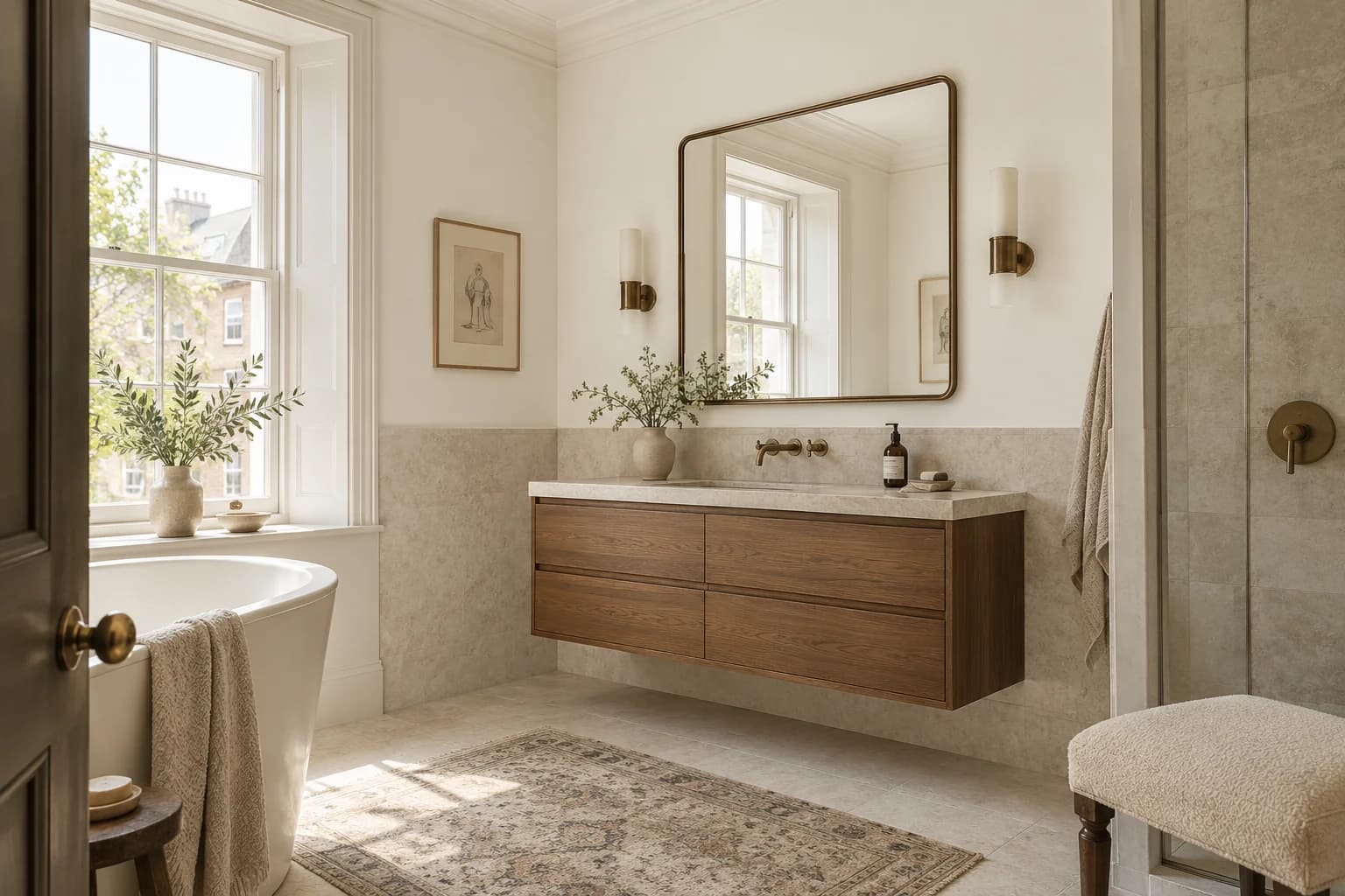 Bathroom featuring Swiss Coffee paint