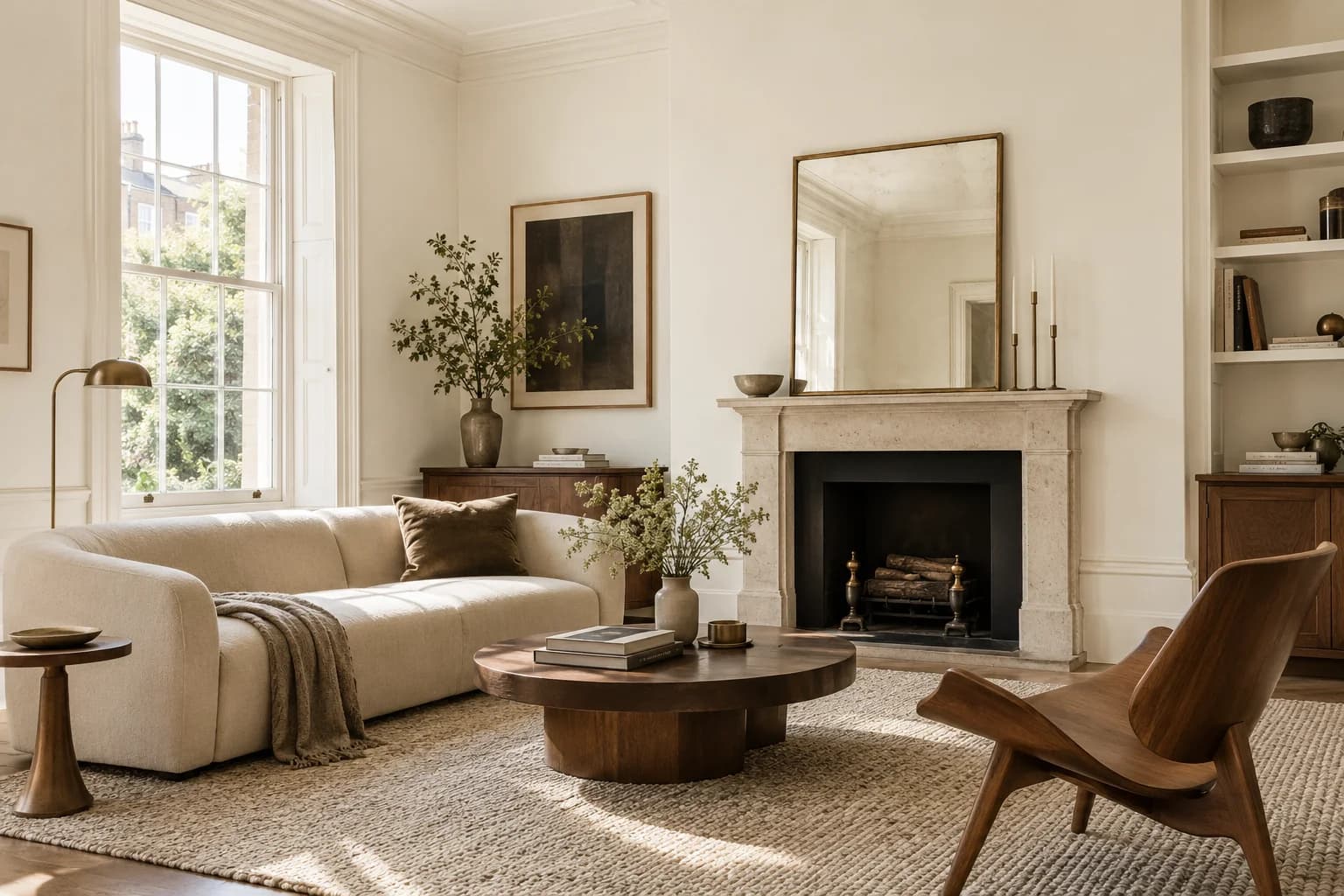 Living room featuring Swiss Coffee paint