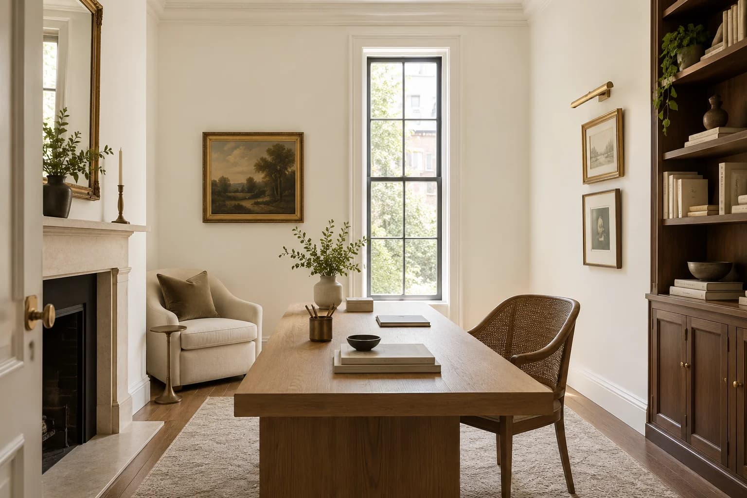 Home office featuring Swiss Coffee paint