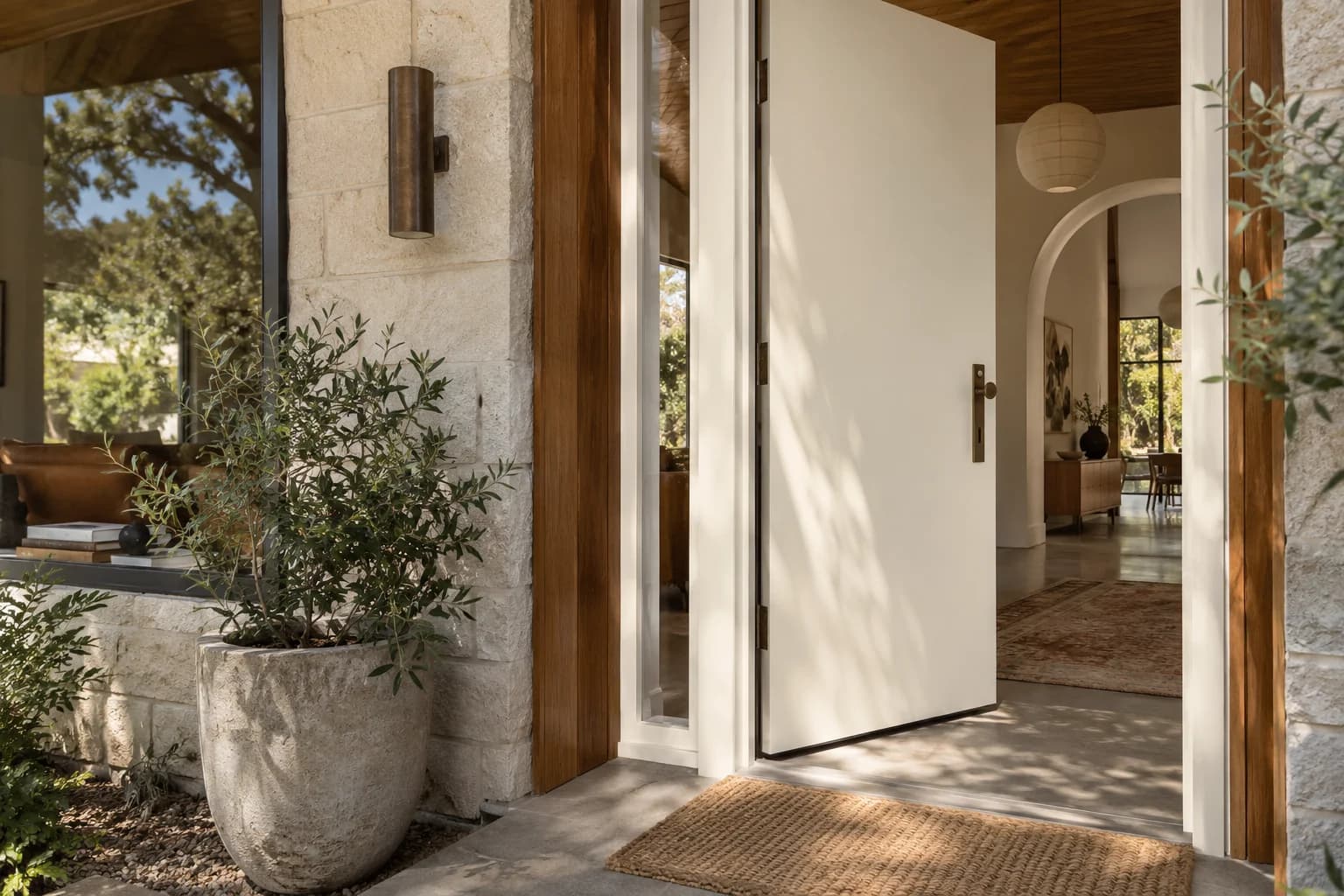 Front door featuring Warm White paint