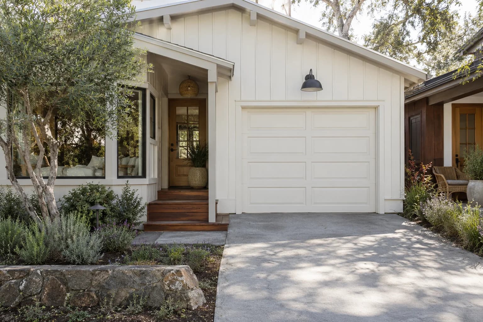 Garage door featuring Warm White paint