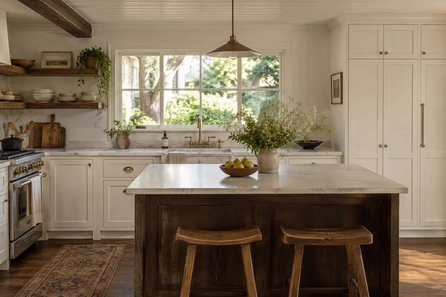 Kitchen cabinets featuring White Heat paint