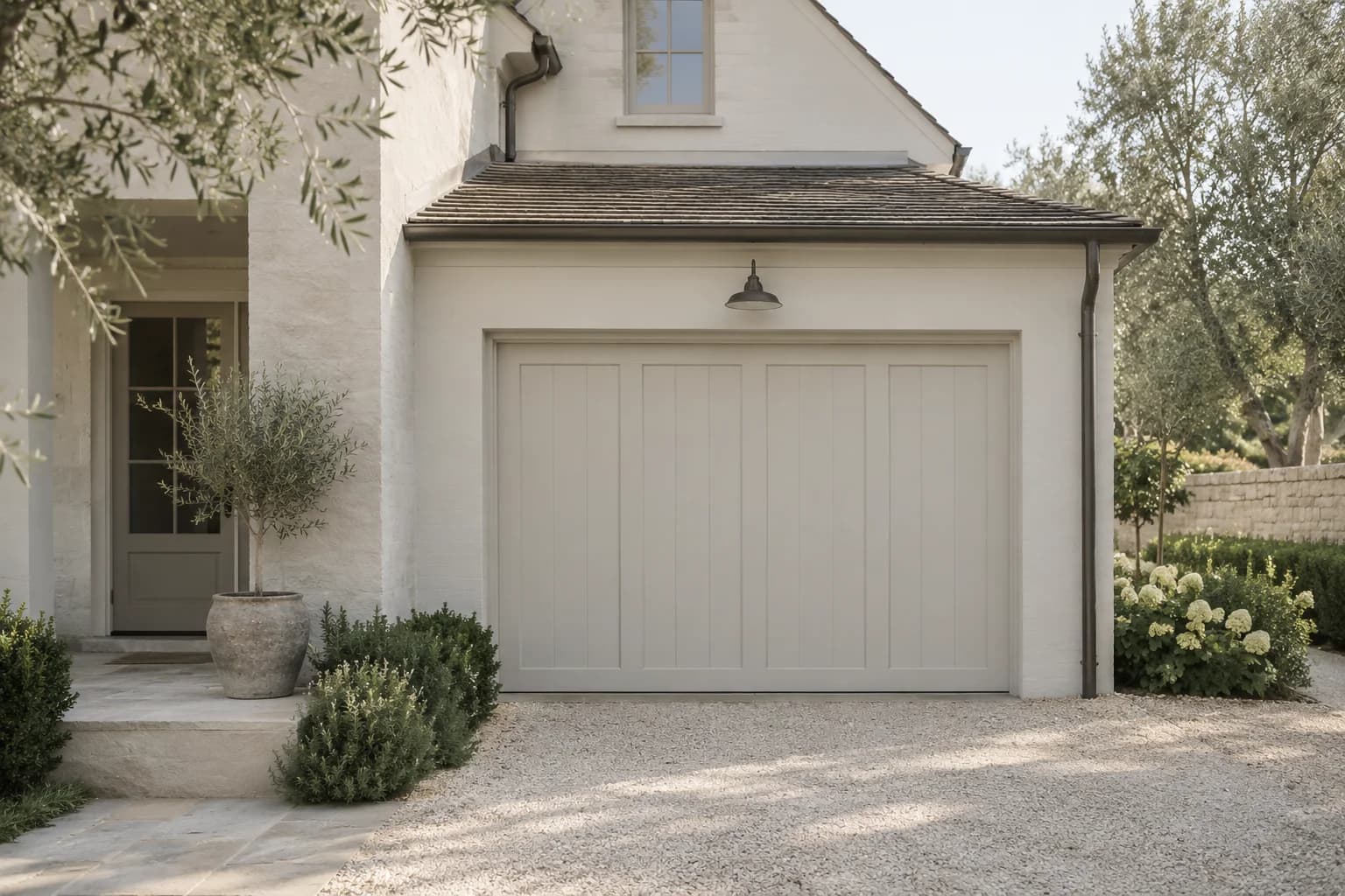 Garage door featuring Ammonite paint