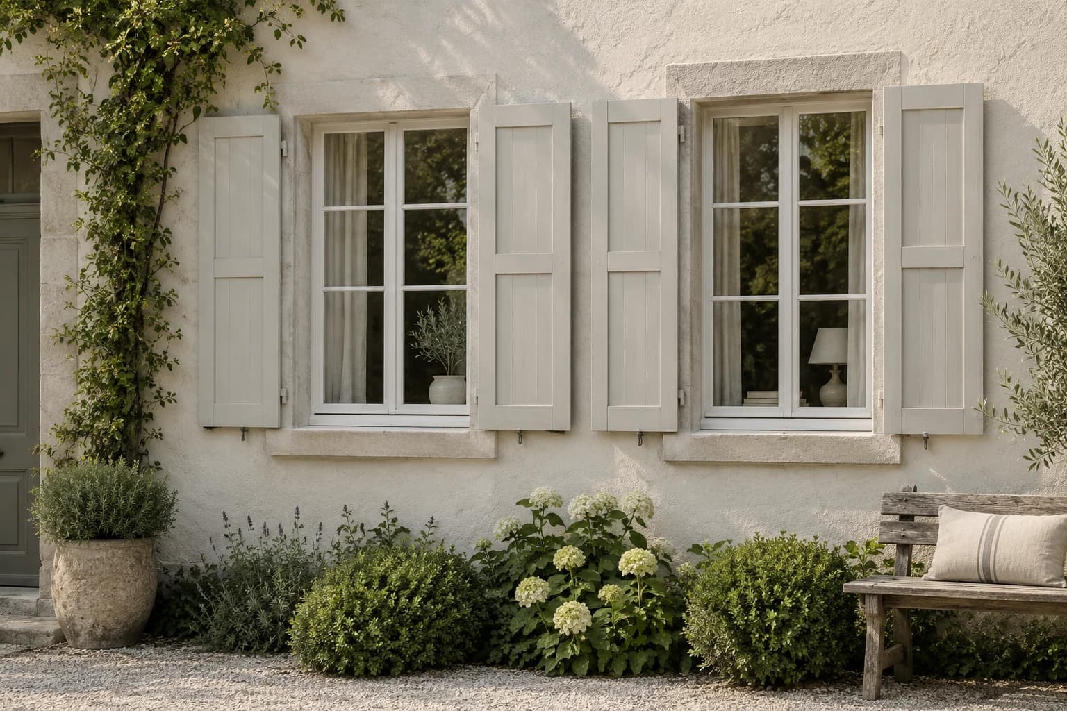 Shutters & trim featuring Ammonite paint