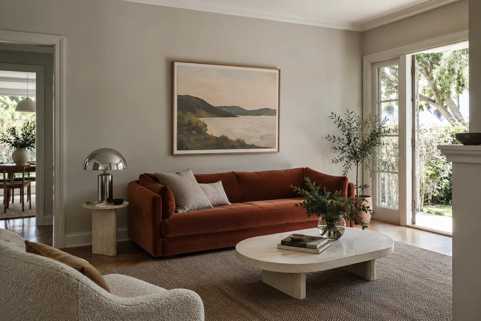 Living room featuring Cornforth White paint
