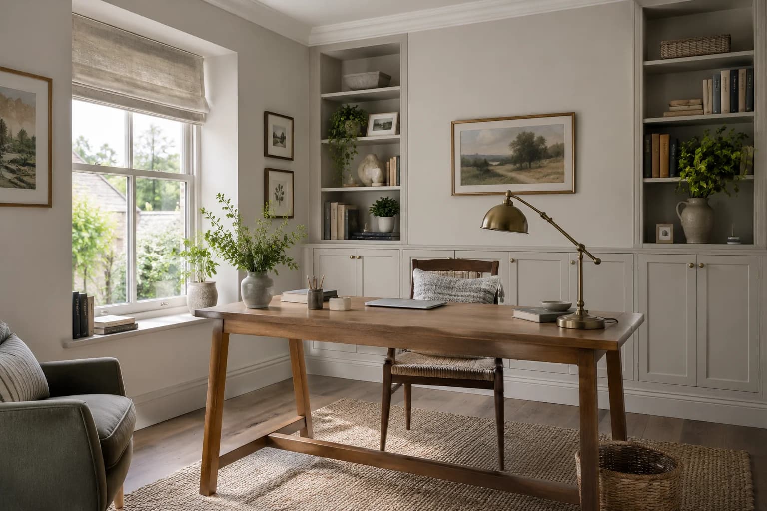 Home office featuring Cornforth White paint