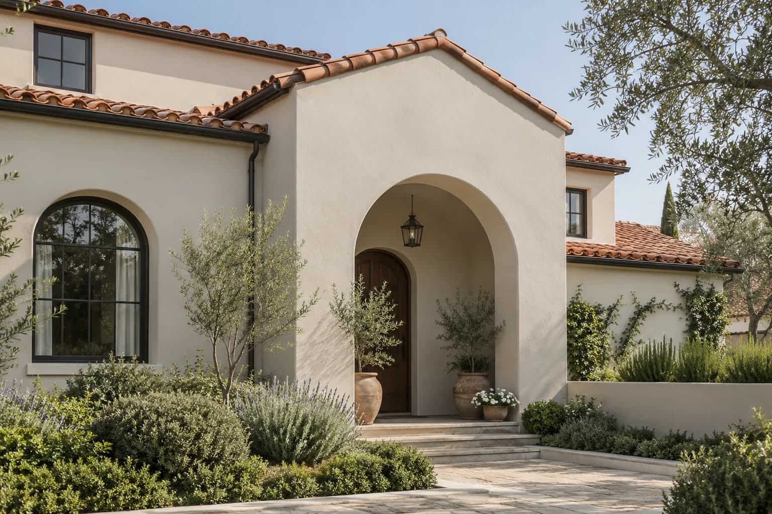 Stucco featuring Cornforth White paint