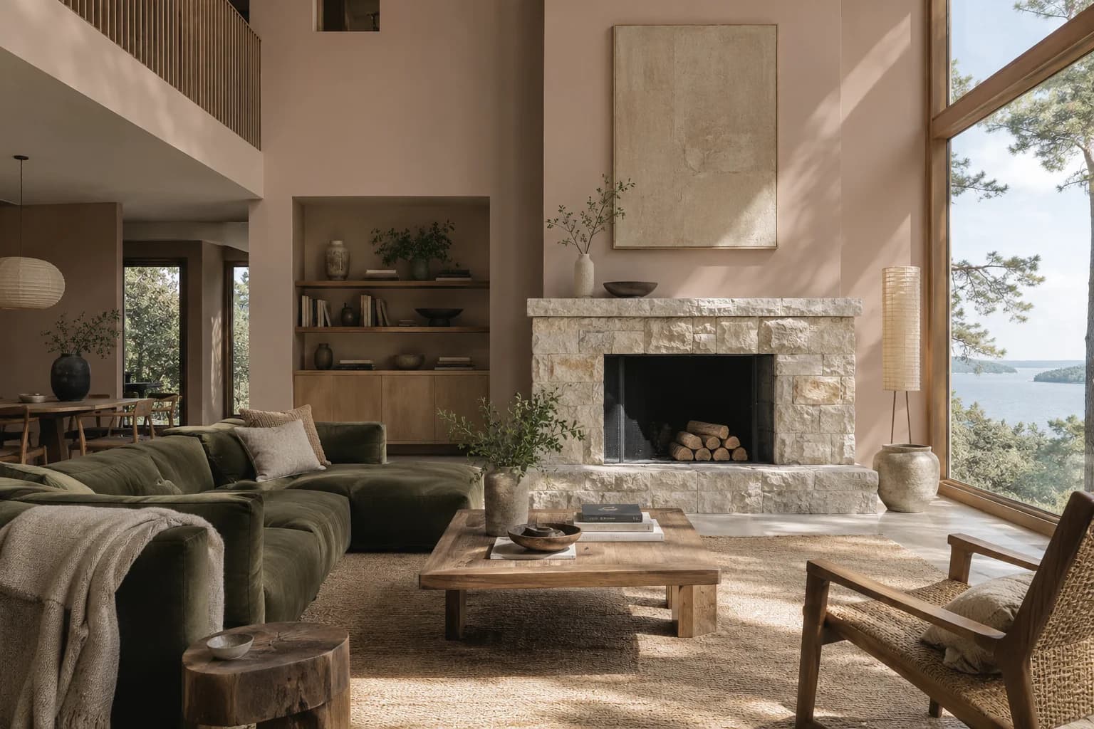 Dead Salmon walls in a Japanese Scandinavian living room