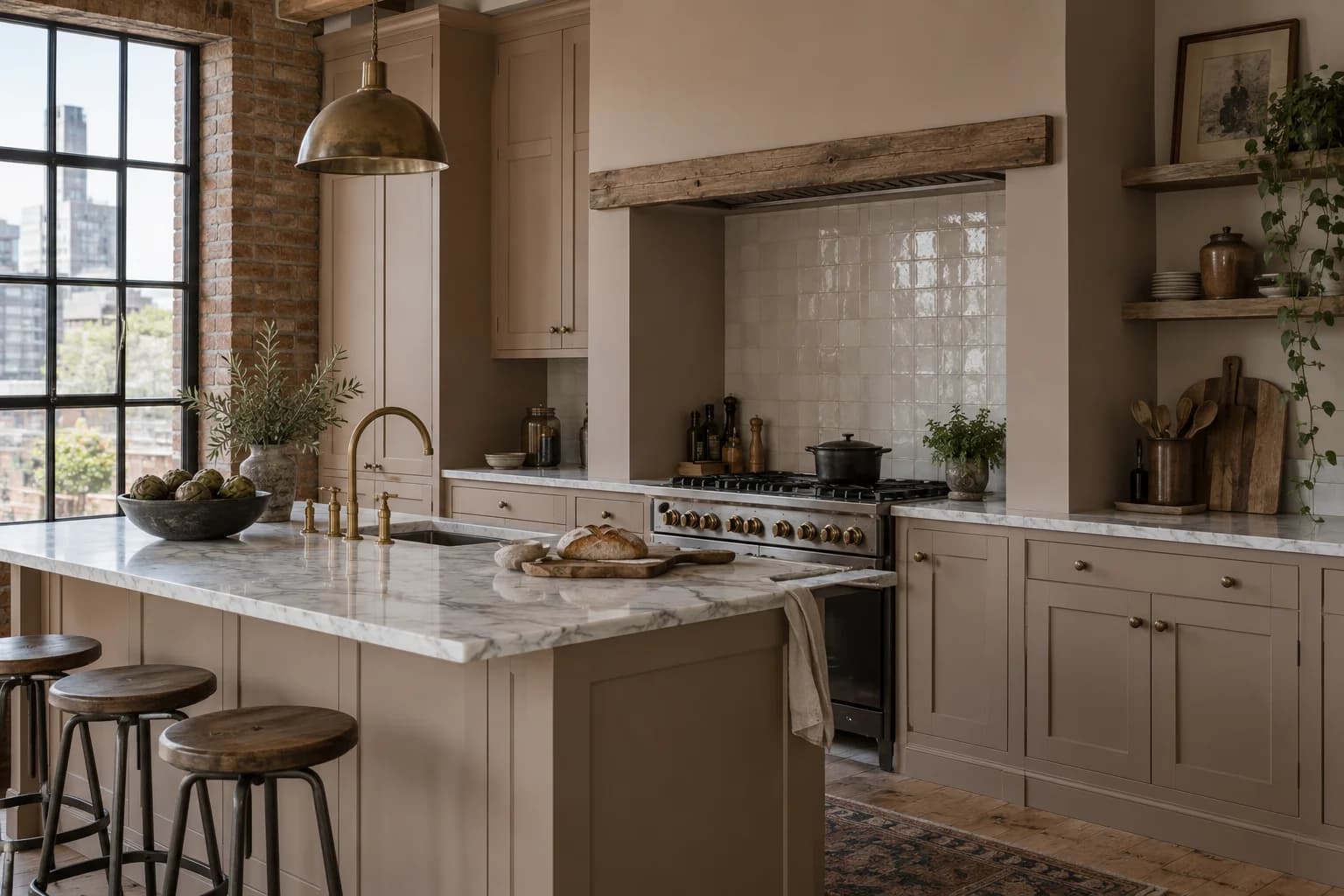 Kitchen cabinets featuring Dead Salmon paint