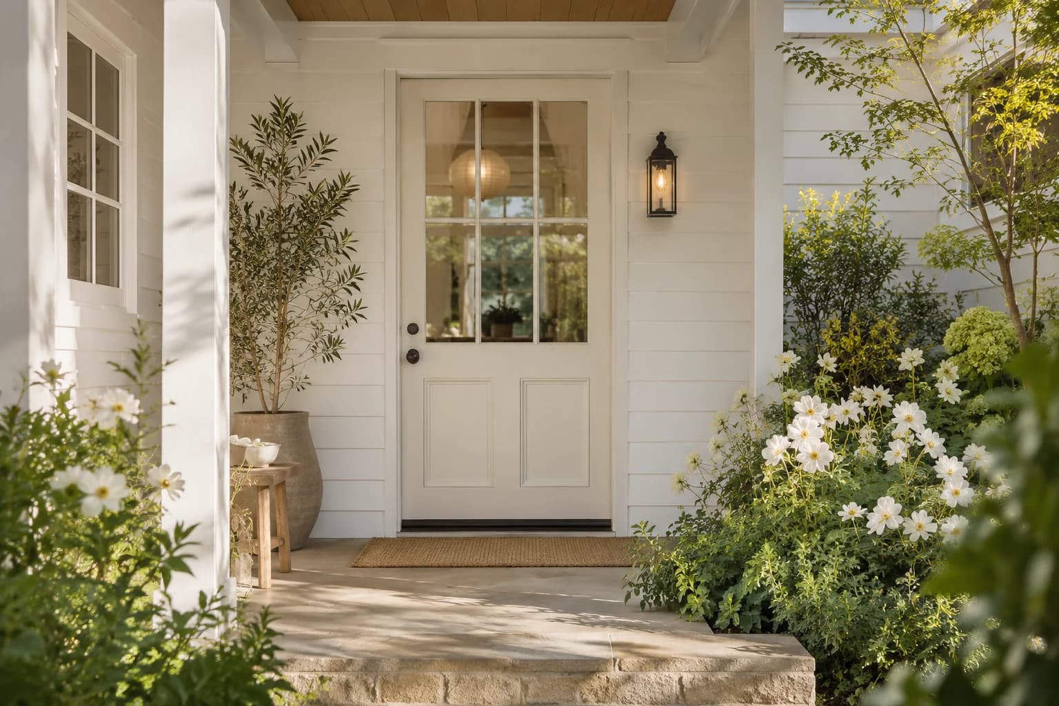 Front door featuring Dimity paint