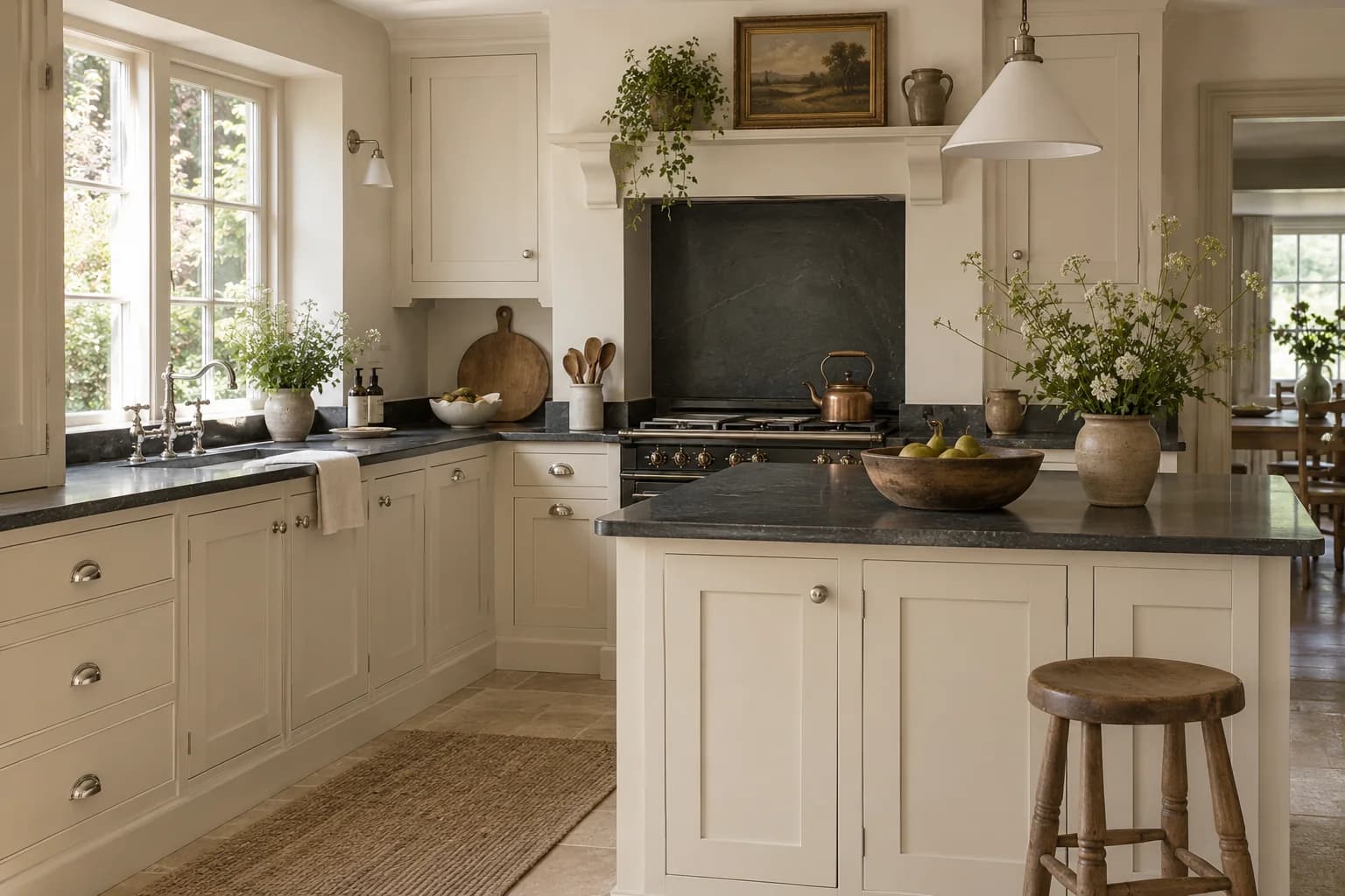 Kitchen cabinets featuring Dimity paint