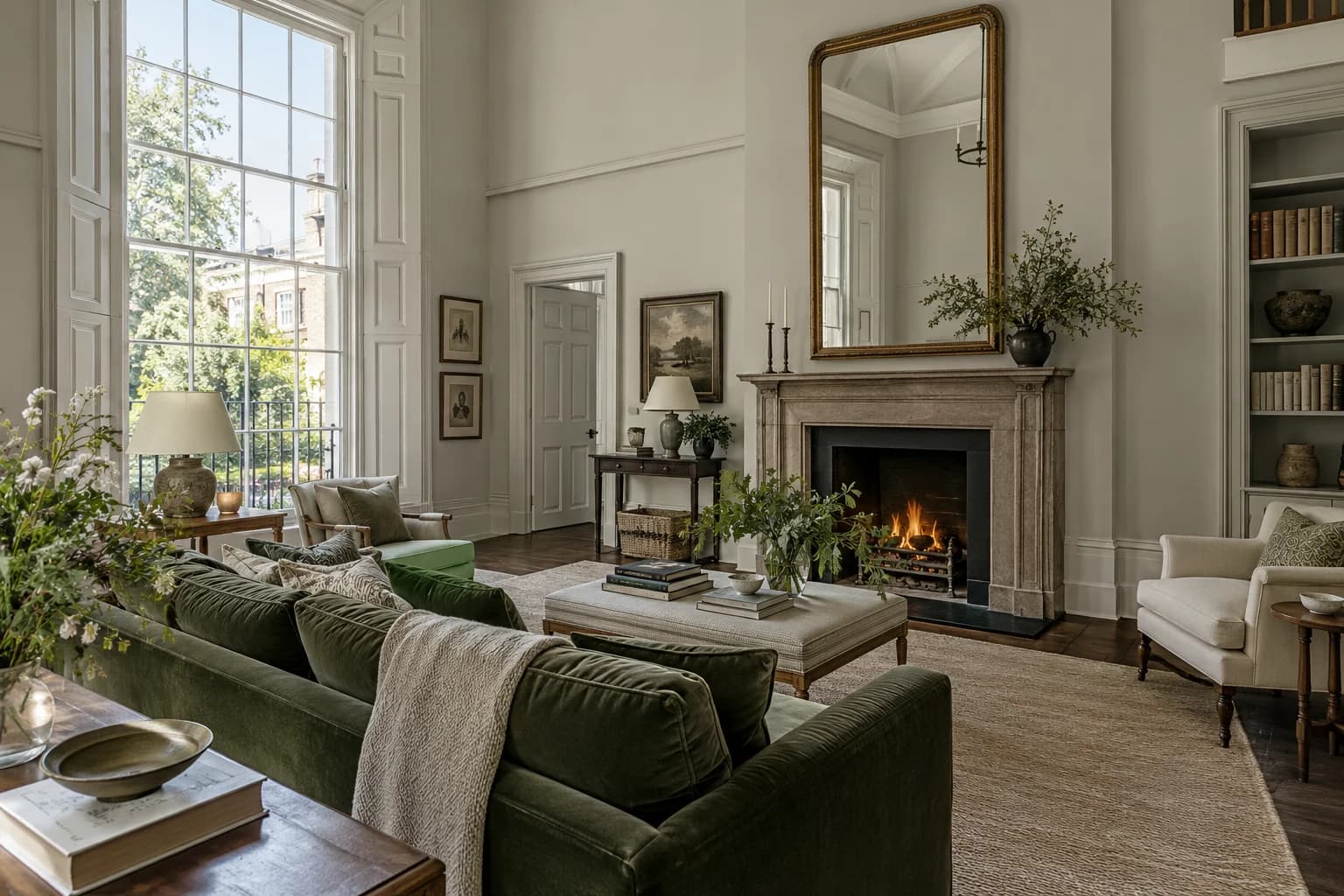 Pavilion Gray walls in a Georgian townhouse living room
