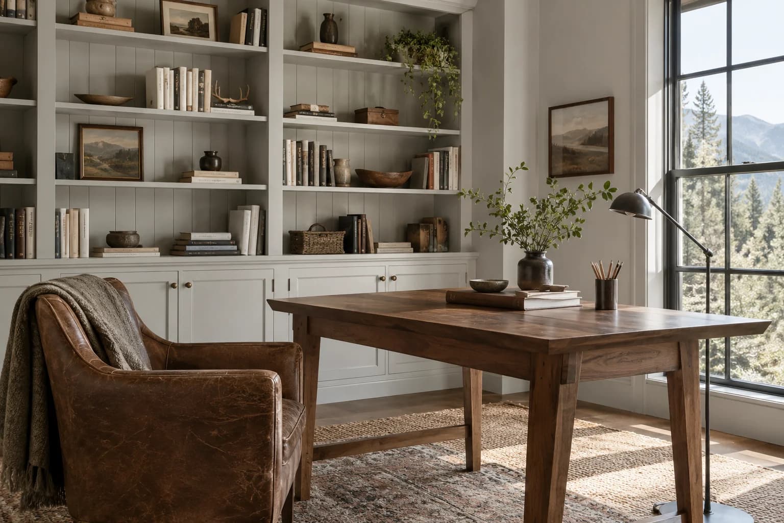 Home office featuring Pavilion Gray paint