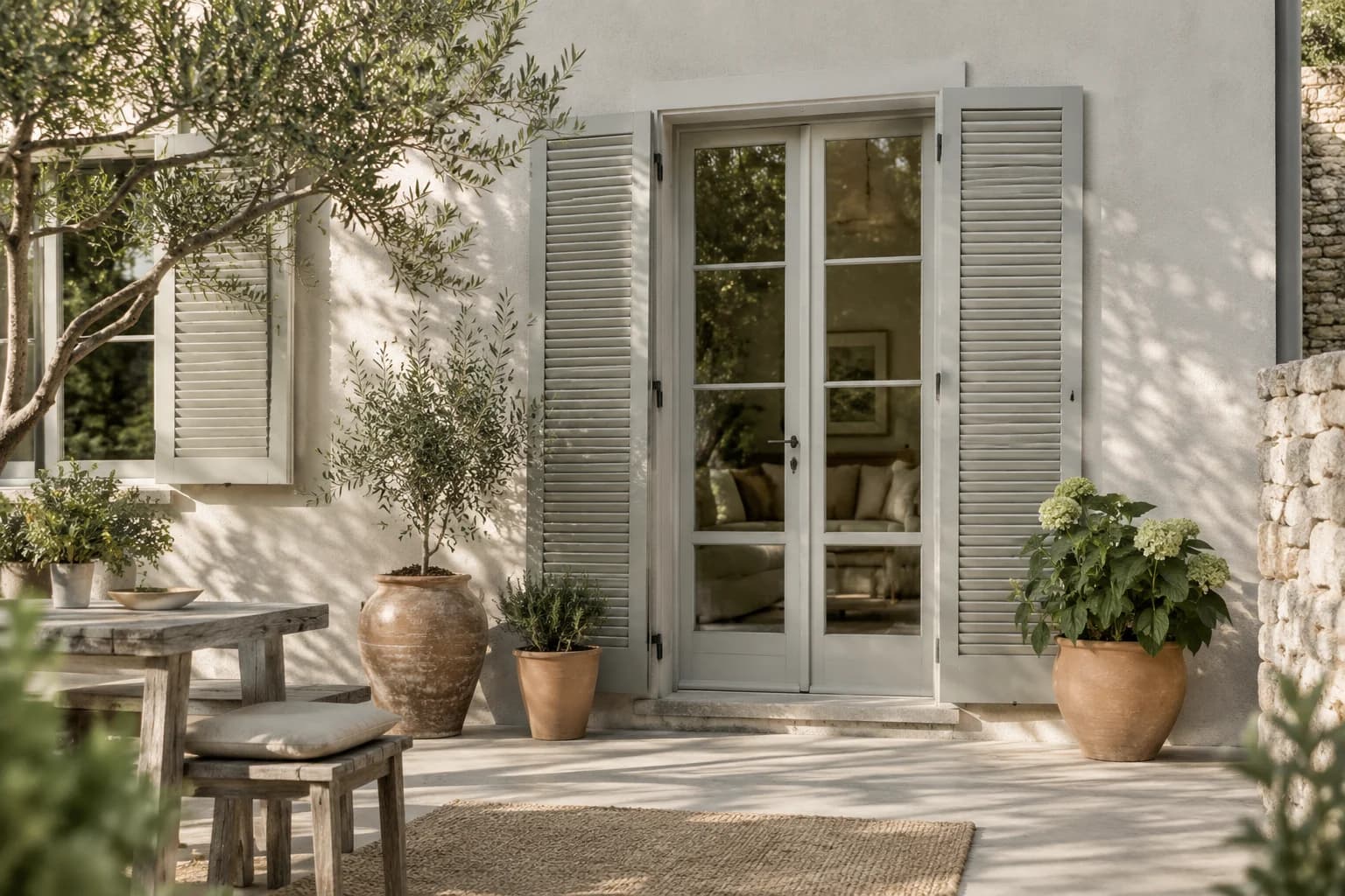 Shutters & trim featuring Pavilion Gray paint