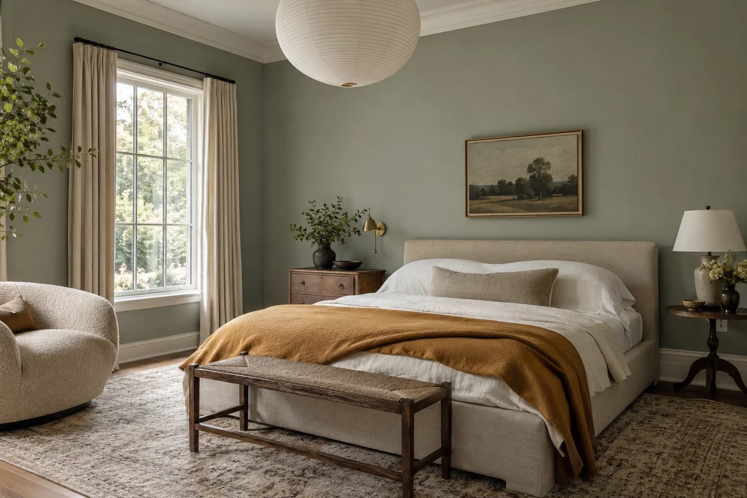 Bedroom featuring Pigeon paint