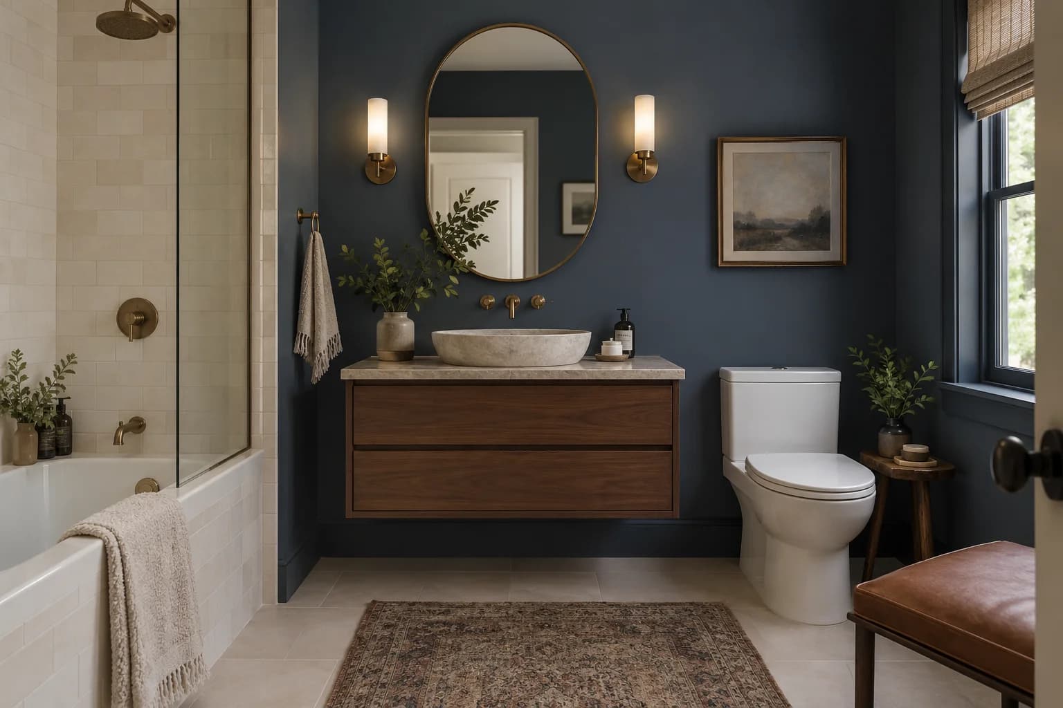 Bathroom featuring Hale Navy paint