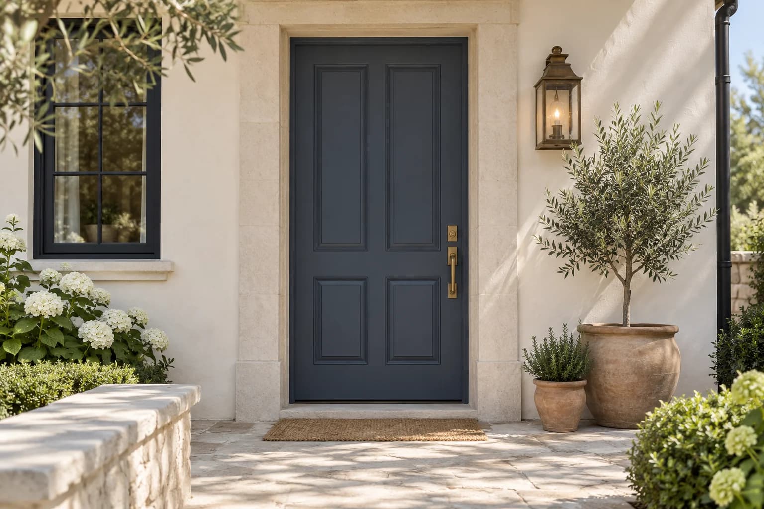 Front door featuring Hale Navy paint