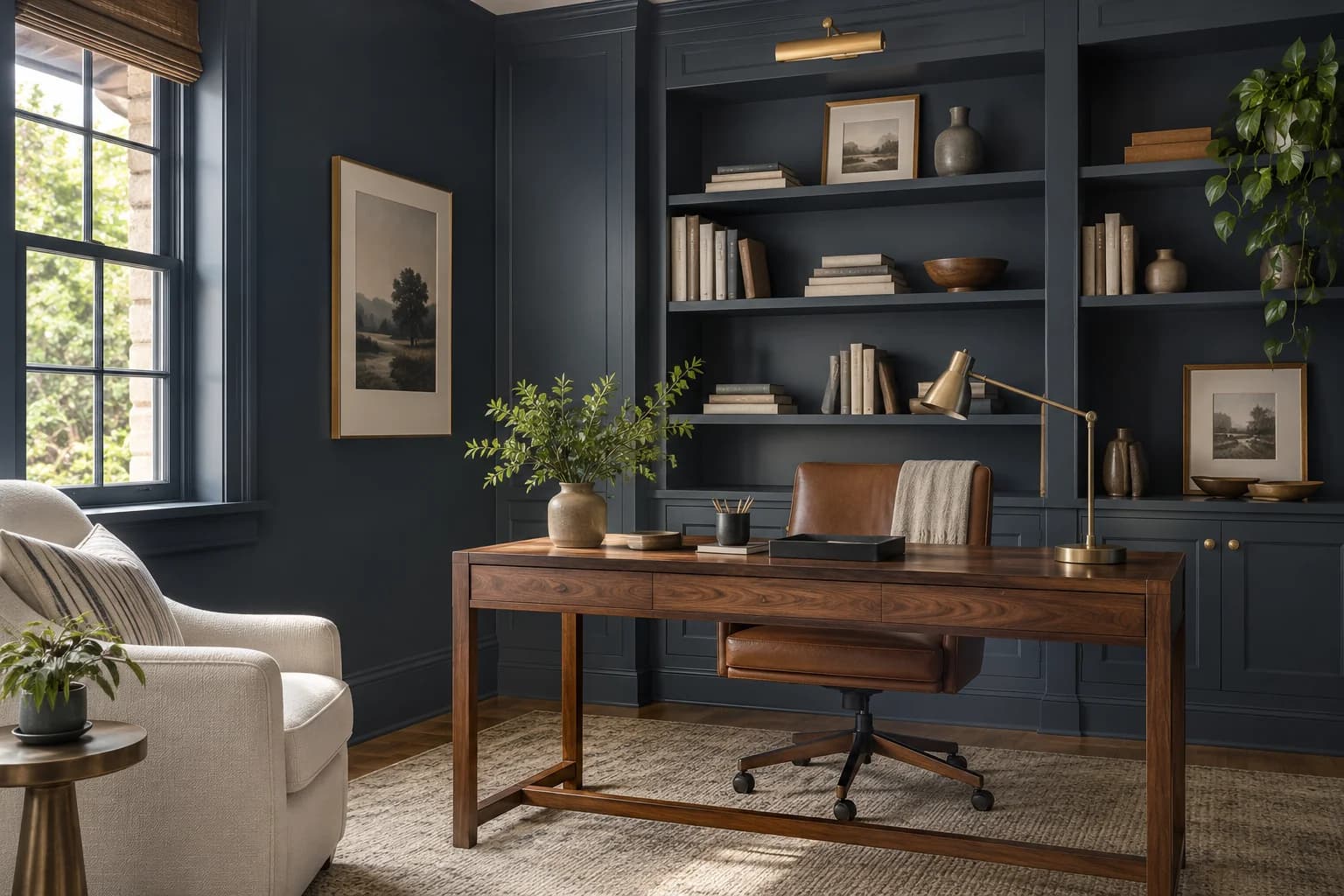 Home office featuring Hale Navy paint