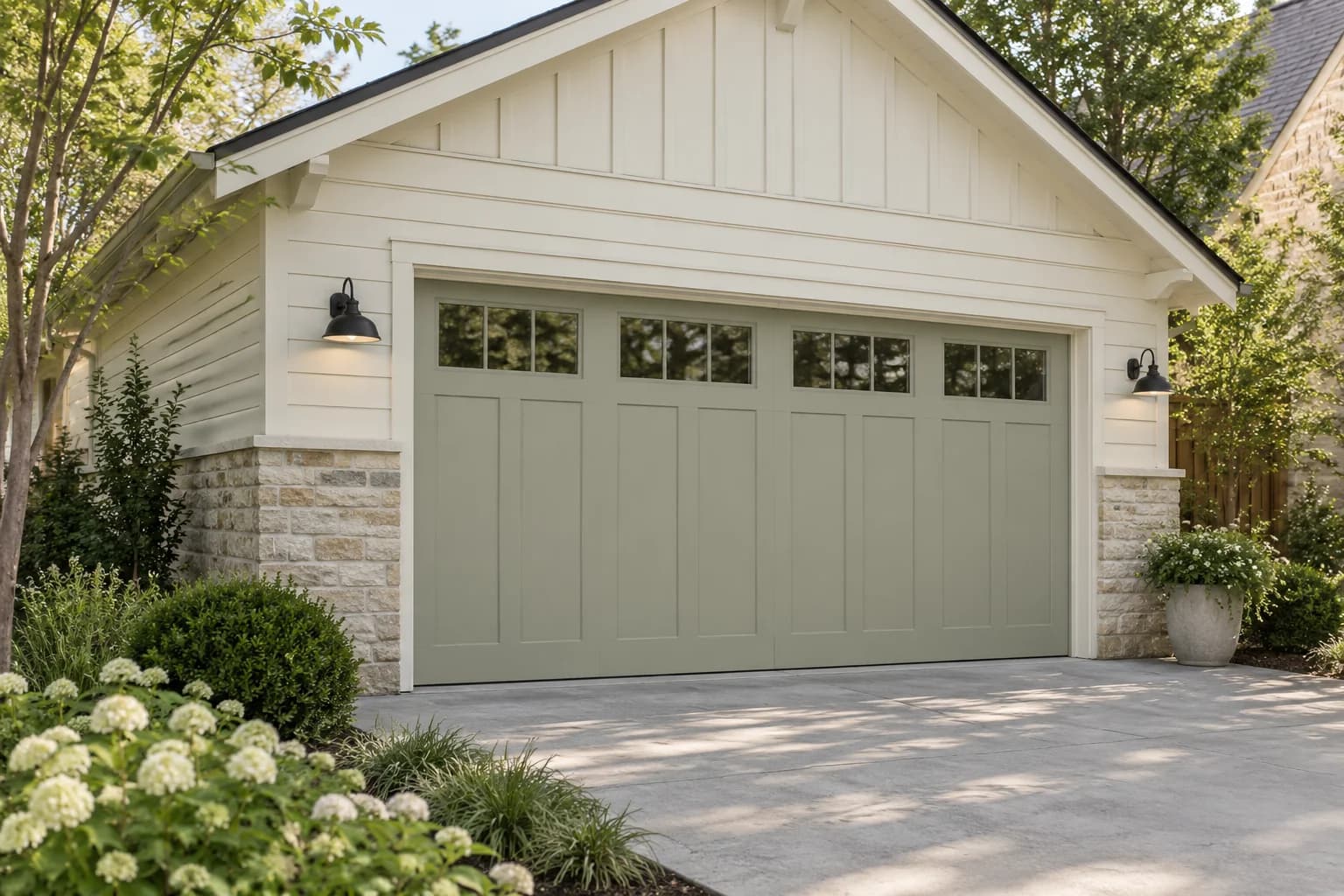 Garage door featuring October Mist paint
