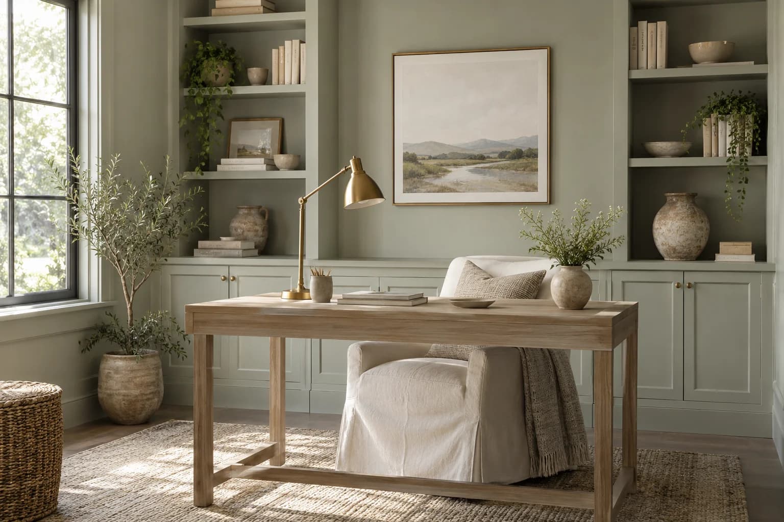 Home office featuring October Mist paint