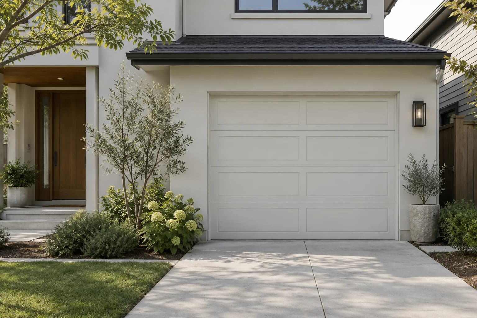 Garage door featuring Aria paint