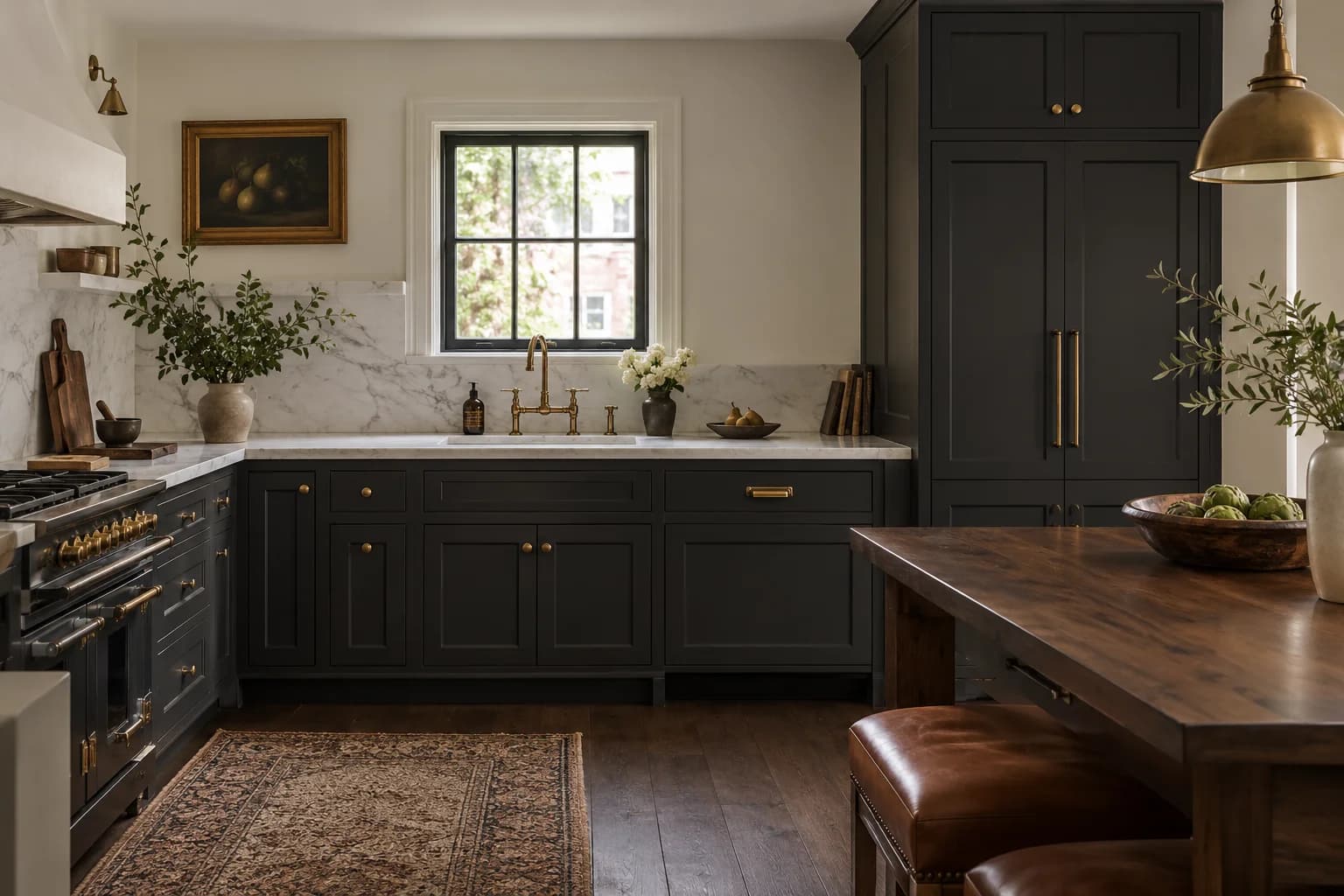 Kitchen cabinets featuring Black Magic paint