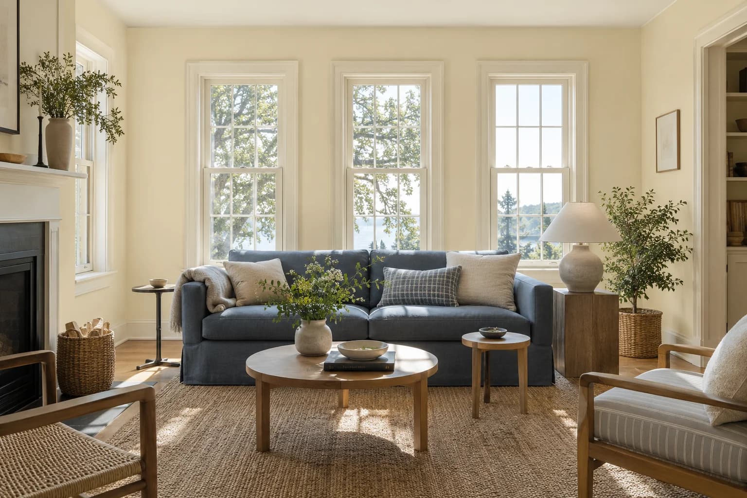 Candlewick walls in a Shaker living room