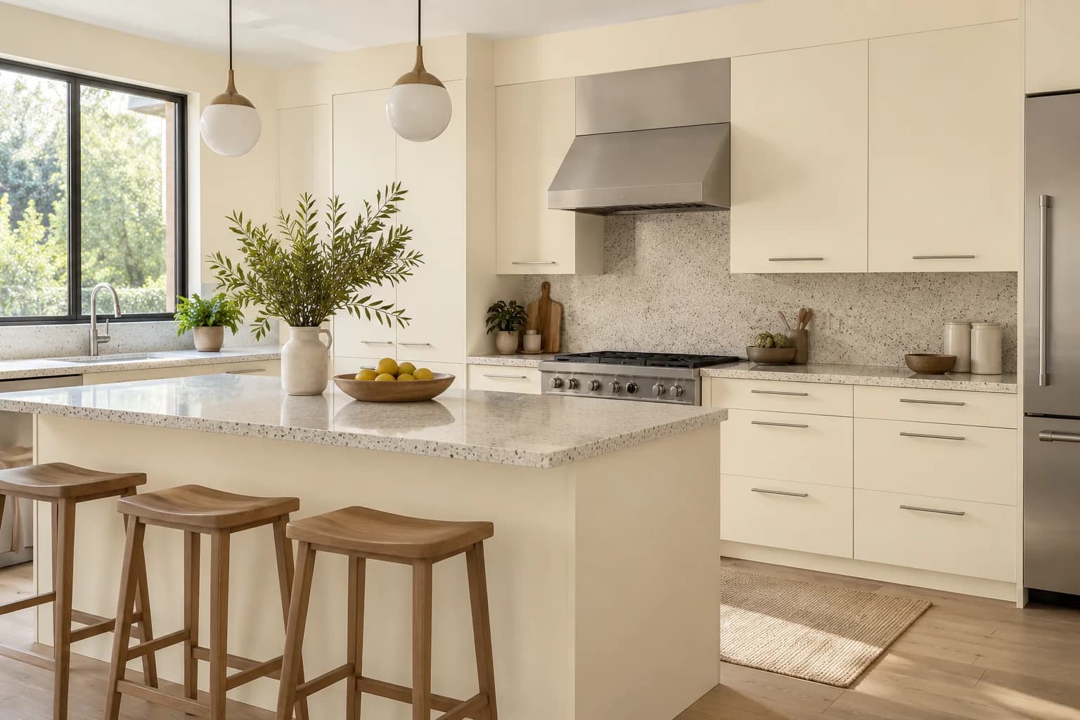 Kitchen cabinets featuring Candlewick paint