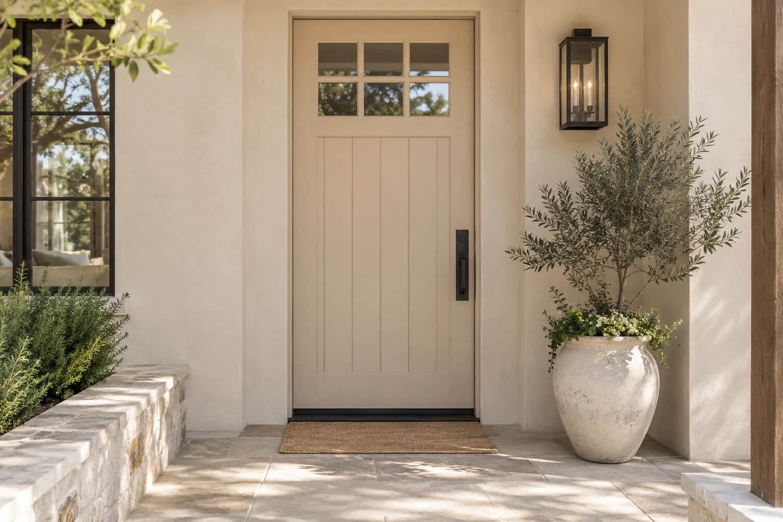 Front door featuring Cocoa Cream paint