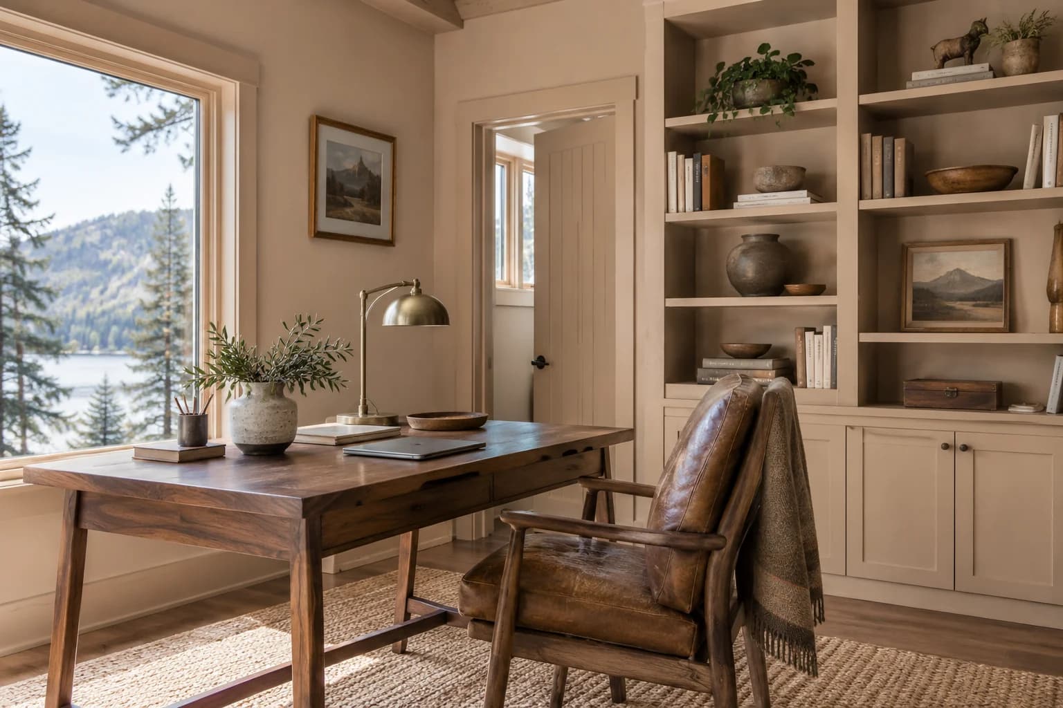 Home office featuring Cocoa Cream paint
