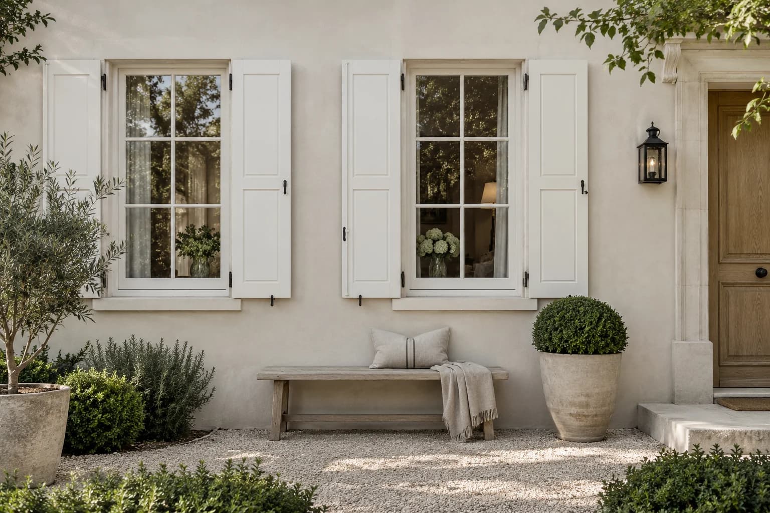 Shutters & trim featuring Delicate White paint