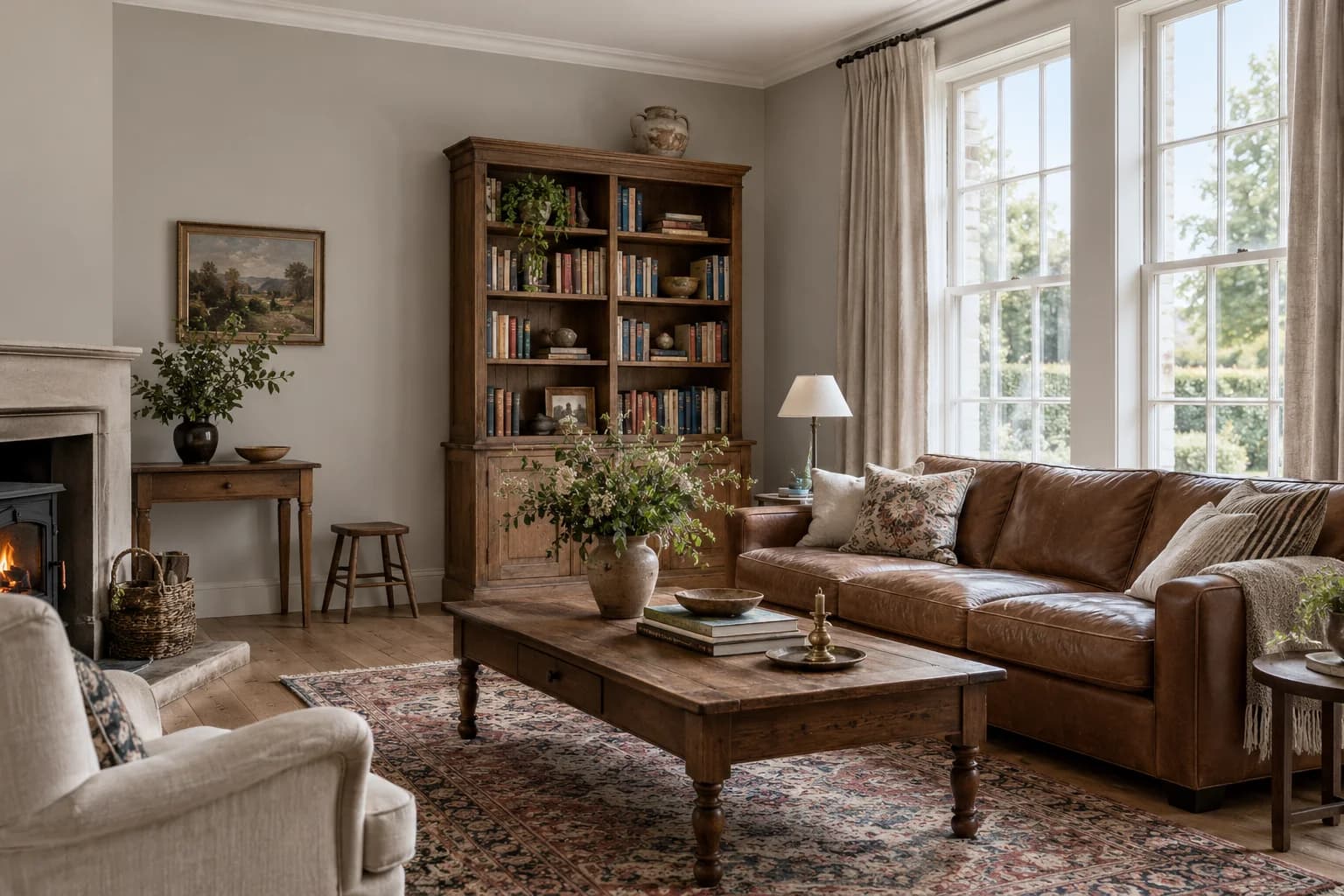 Early Evening walls in a British cottage living room